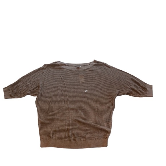 NWT Express Mesh Dolman Knit Sweater Top Taupe Brown Shirt M - Picture 2 of 12